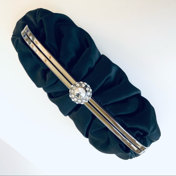 Satin & Rhinestone Kiss-Lock Evening Bag EUC - Picture 3 of 7